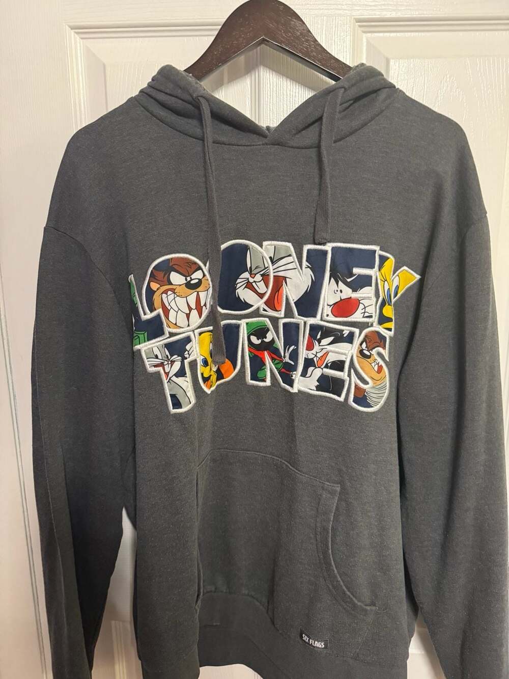 Six Flags Looney Tunes Character Collage Graphic Hoodie